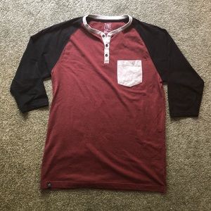 Zine Red/Black Baseball Tee Large w/ Buttons